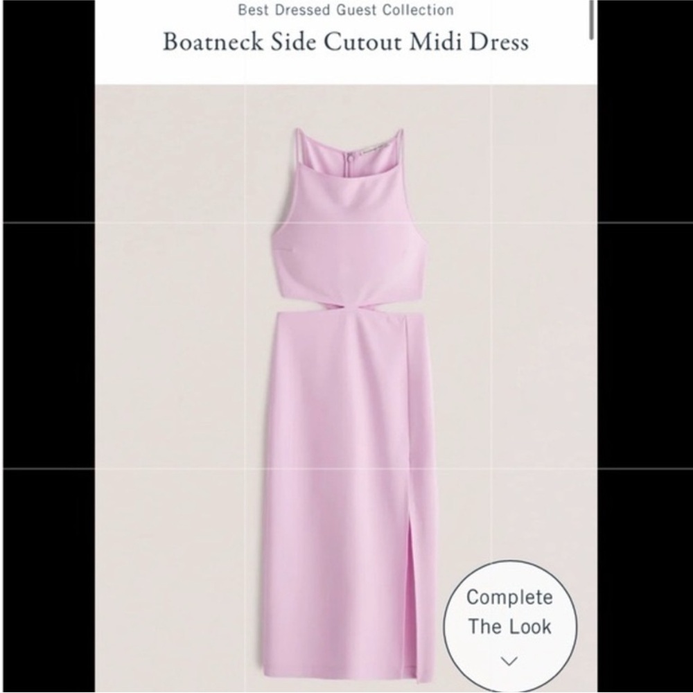 Boatneck Side Cutout Midi Dress in Pink